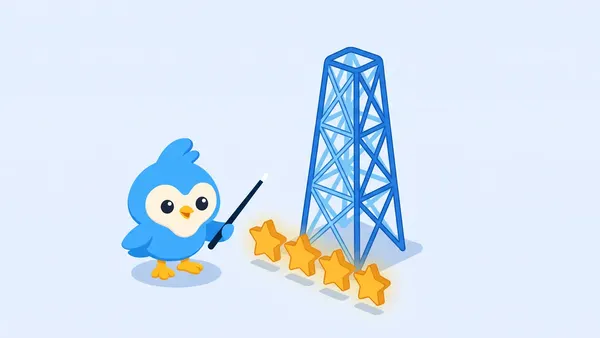 Pip points at a row of glowing gold stars next to a tall but hollow wireframe tower